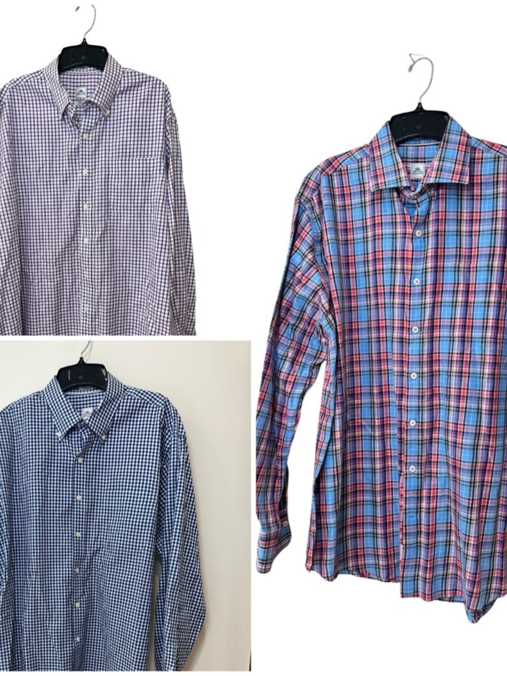 THREE Peter Millar Nanoluxe Easycare Button Up Dress Shirts Twill Long Sleeve XL